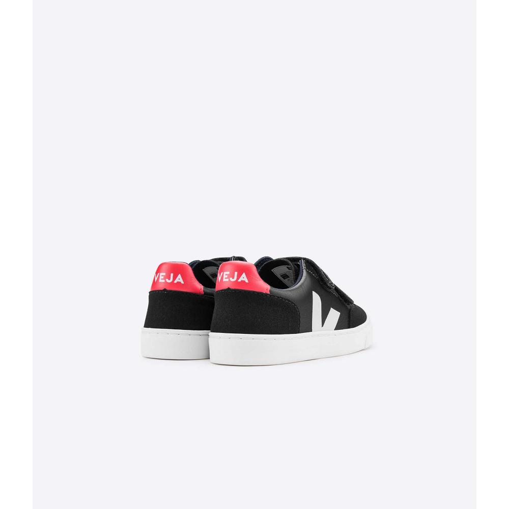 Kids' Veja V-12 LEATHER Sneakers Black/White | SG 870QMA